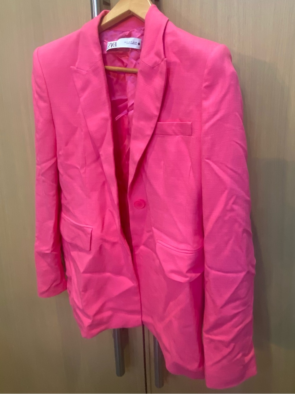 Zara Hot Pink Single-Button Notch Lapel Blazer